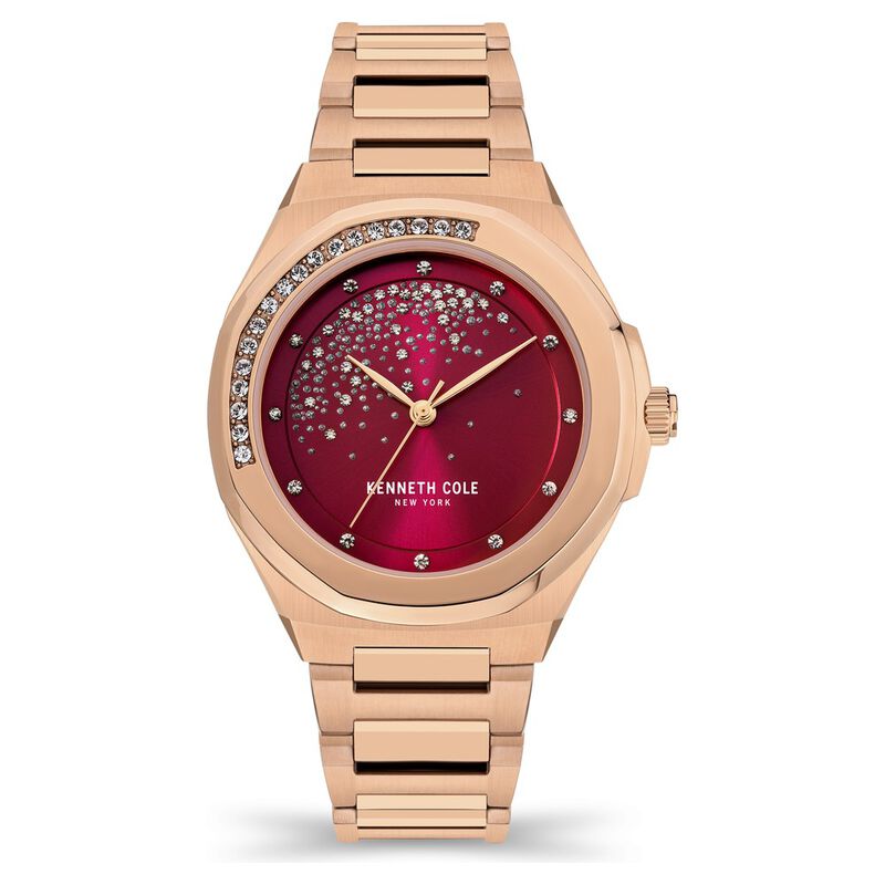 Kenneth Cole Quartz Analog Maroon Dial Stainless Steel Strap Watch For Women