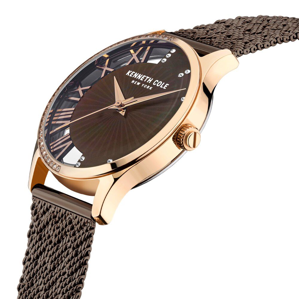 Kenneth Cole Quartz Analog Brown Dial Stainless Steel Strap Watch for Women NEKCWLG2126104LD