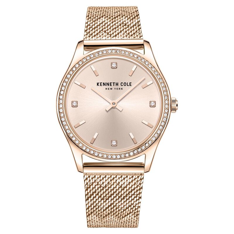 Kenneth Cole Quartz Analog Rose Gold Dial Stainless Steel Strap Watch For Women