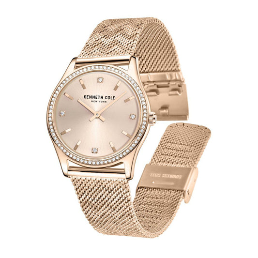Kenneth Cole Quartz Analog Rose Gold Dial Stainless Steel Strap Watch For Women