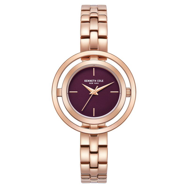 Kenneth Cole Quartz Analog Purple Dial Stainless Steel Strap Watch For Women