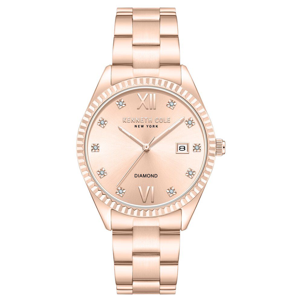 Kenneth Cole Quartz Analog with Date Rose Gold Dial Stainless Steel Strap Watch For Women KCWLH0026907LD