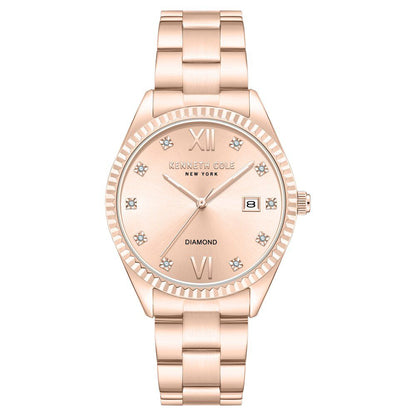 Kenneth Cole Quartz Analog with Date Rose Gold Dial Stainless Steel Strap Watch For Women KCWLH0026907LD