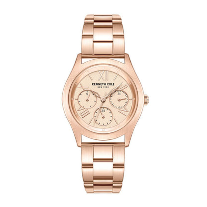 Kenneth Cole Quartz Multifunction Rose Gold Dial Stainless Steel Strap Watch for Women KCWLK2126304LD