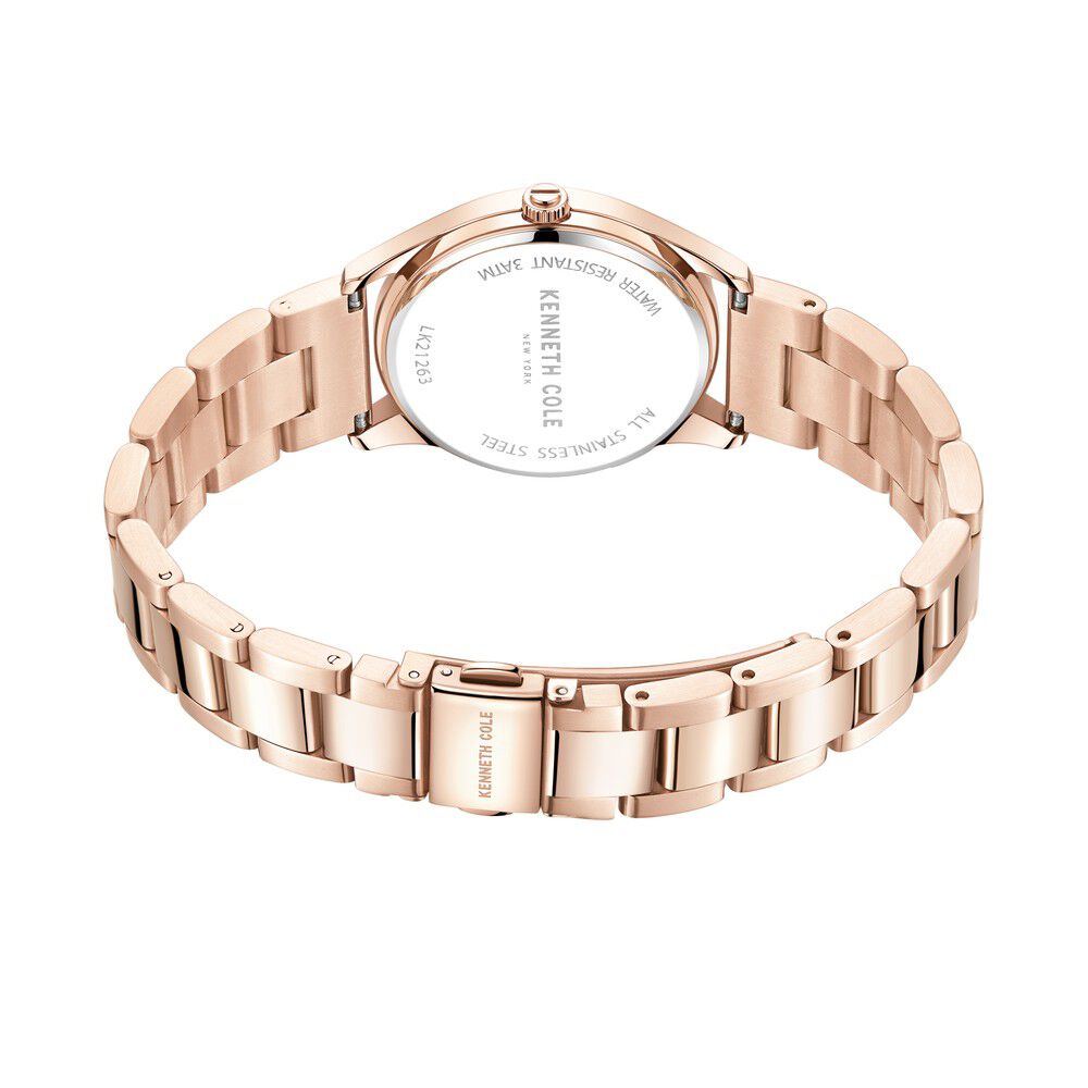 Kenneth Cole Quartz Multifunction Rose Gold Dial Stainless Steel Strap Watch For Women