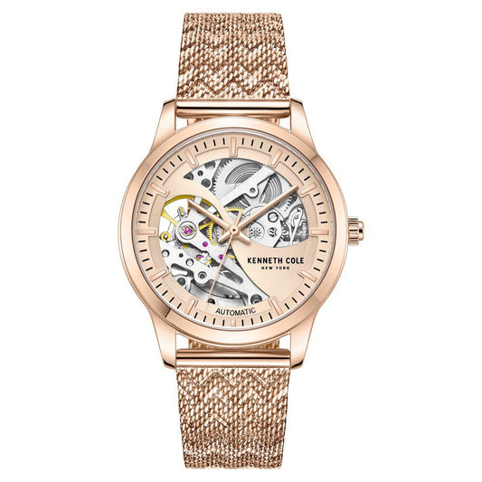 Kenneth Cole Automatic Rose Gold Dial Stainless Steel Strap Watch for Women