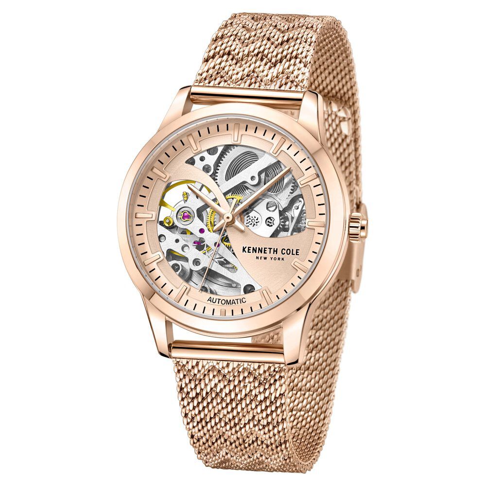 Kenneth Cole Automatic Rose Gold Dial Stainless Steel Strap Watch for Women
