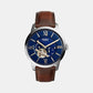 Towns Men Automatic Blue Dial Multi-Function Leather Watch ME3110