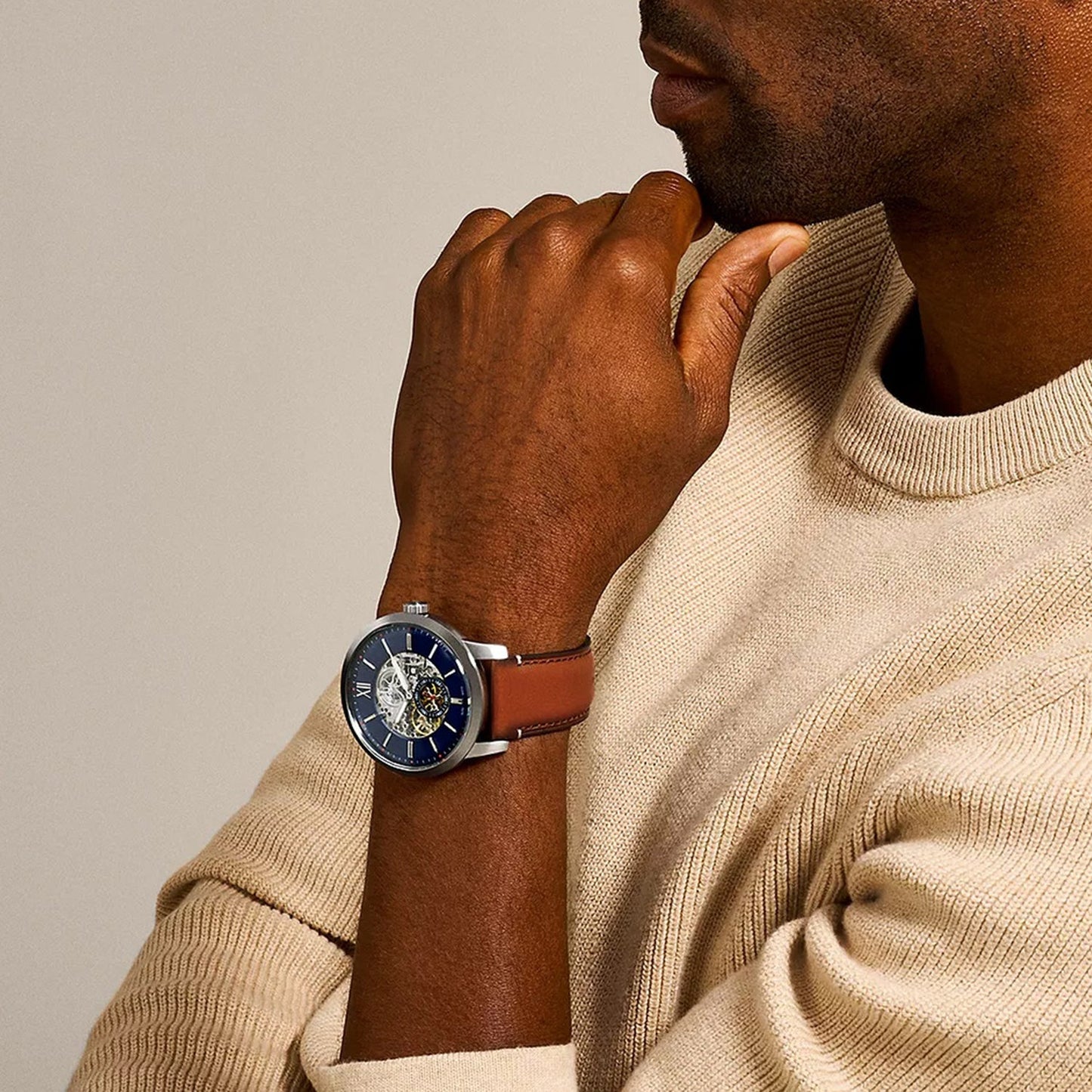 Townsman Men Automatic Blue Dial Analog Leather Watch ME3154