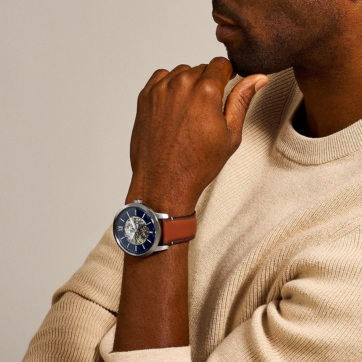 Townsman Men Automatic Blue Dial Analog Leather Watch ME3154