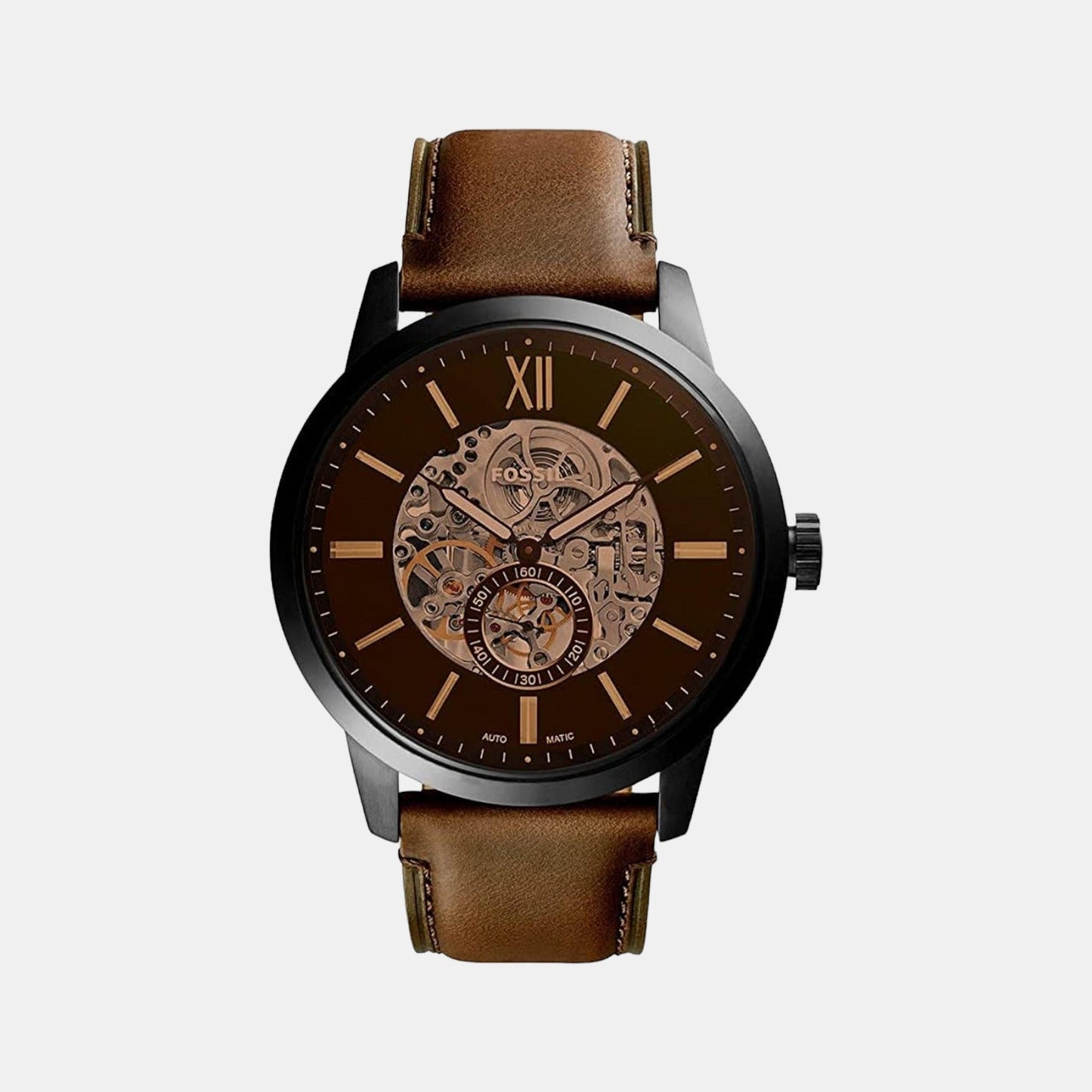 Towns Men Automatic Brown Dial Analog Leather Watch ME3155