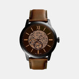 Towns Men Automatic Brown Dial Analog Leather Watch ME3155