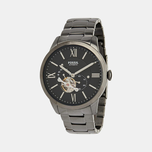 Towns Men Automatic Black Dial Multi-Function Stainless Steel Watch ME3172