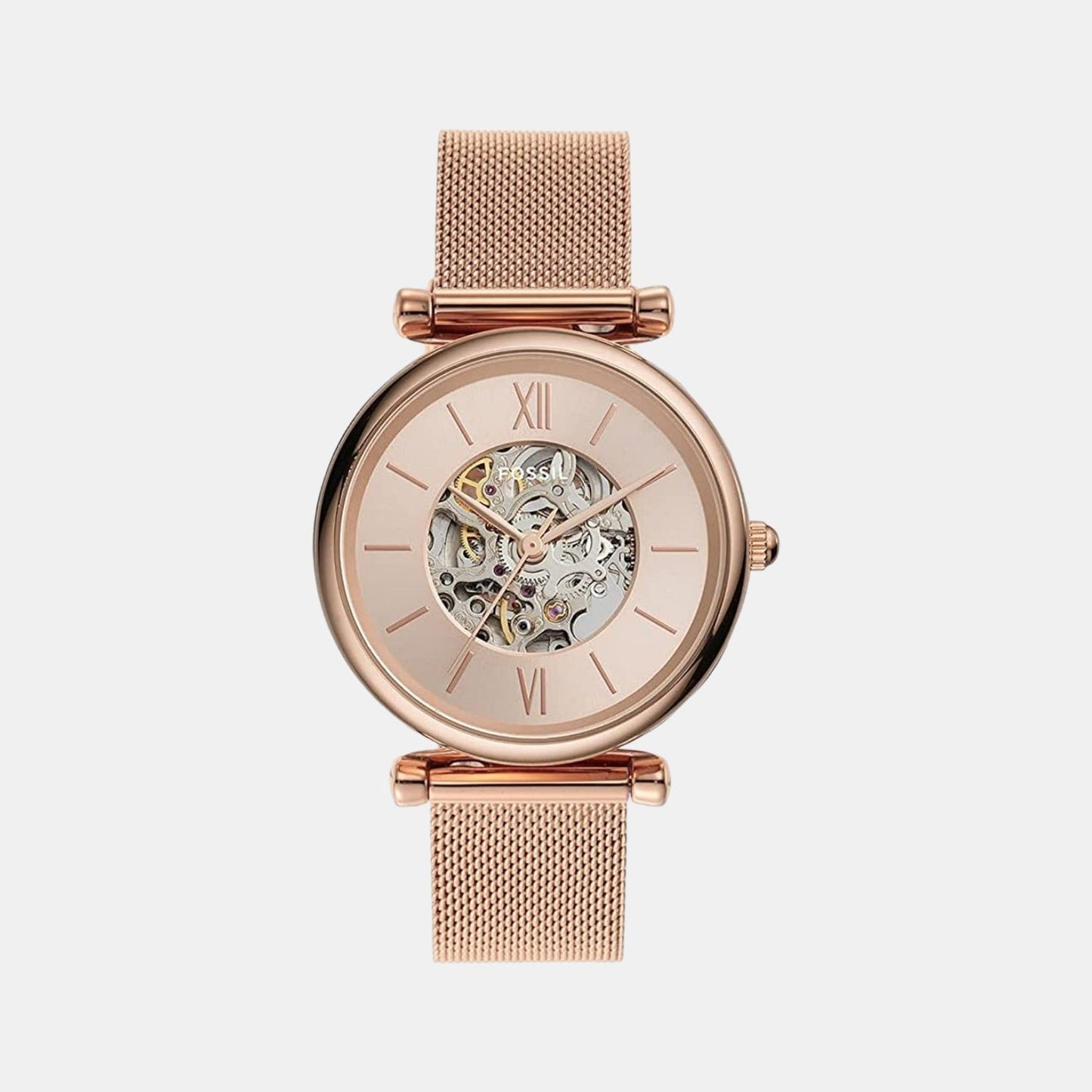 Carlie Women Automatic Rose Gold Dial Analog Mesh Watch ME3175