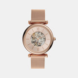 Carlie Women Automatic Rose Gold Dial Analog Mesh Watch ME3175
