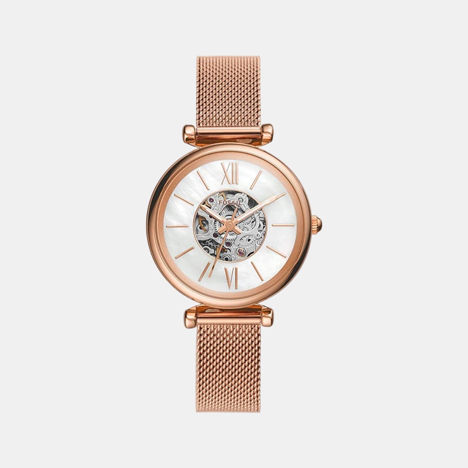 Carlie Women Automatic White Dial Analog Mesh Watch ME3188