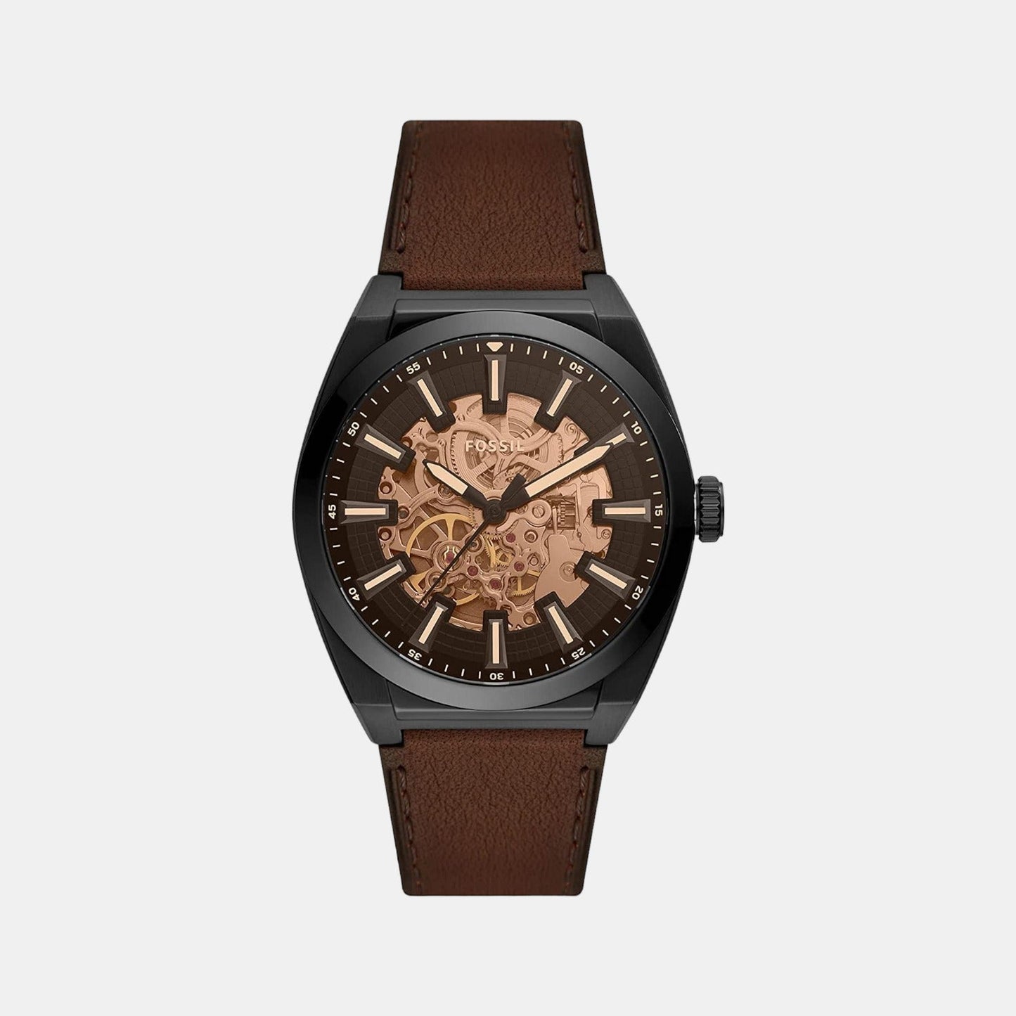Everett Men Automatic Black Dial Analog Leather Watch ME3207