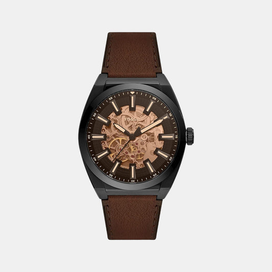 Everett Men Automatic Black Dial Analog Leather Watch ME3207