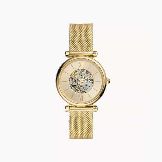 Fossil Carlie Automatic Gold-Tone Stainless Steel Mesh Watch