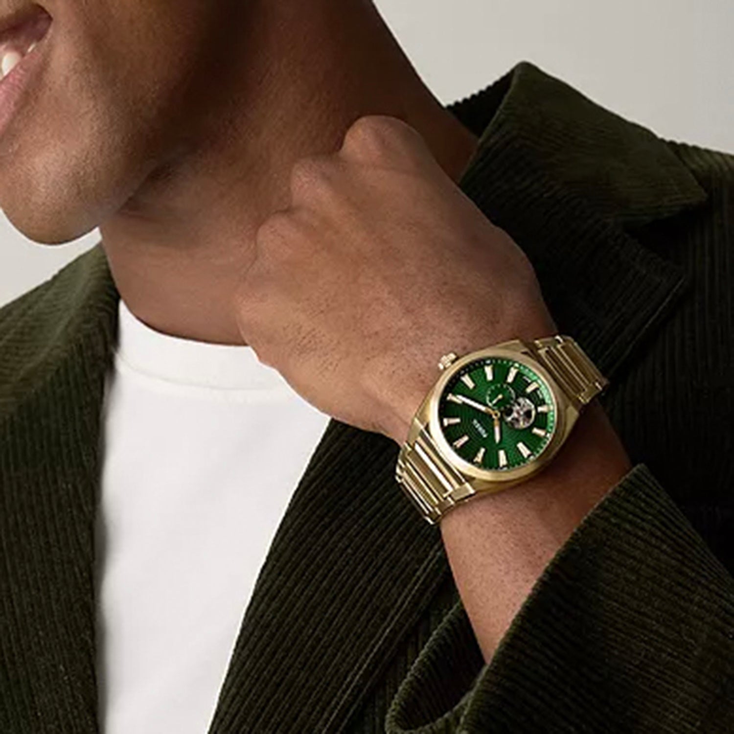 Everett Men Automatic Green Dial Analog Stainless Steel Watch ME3276