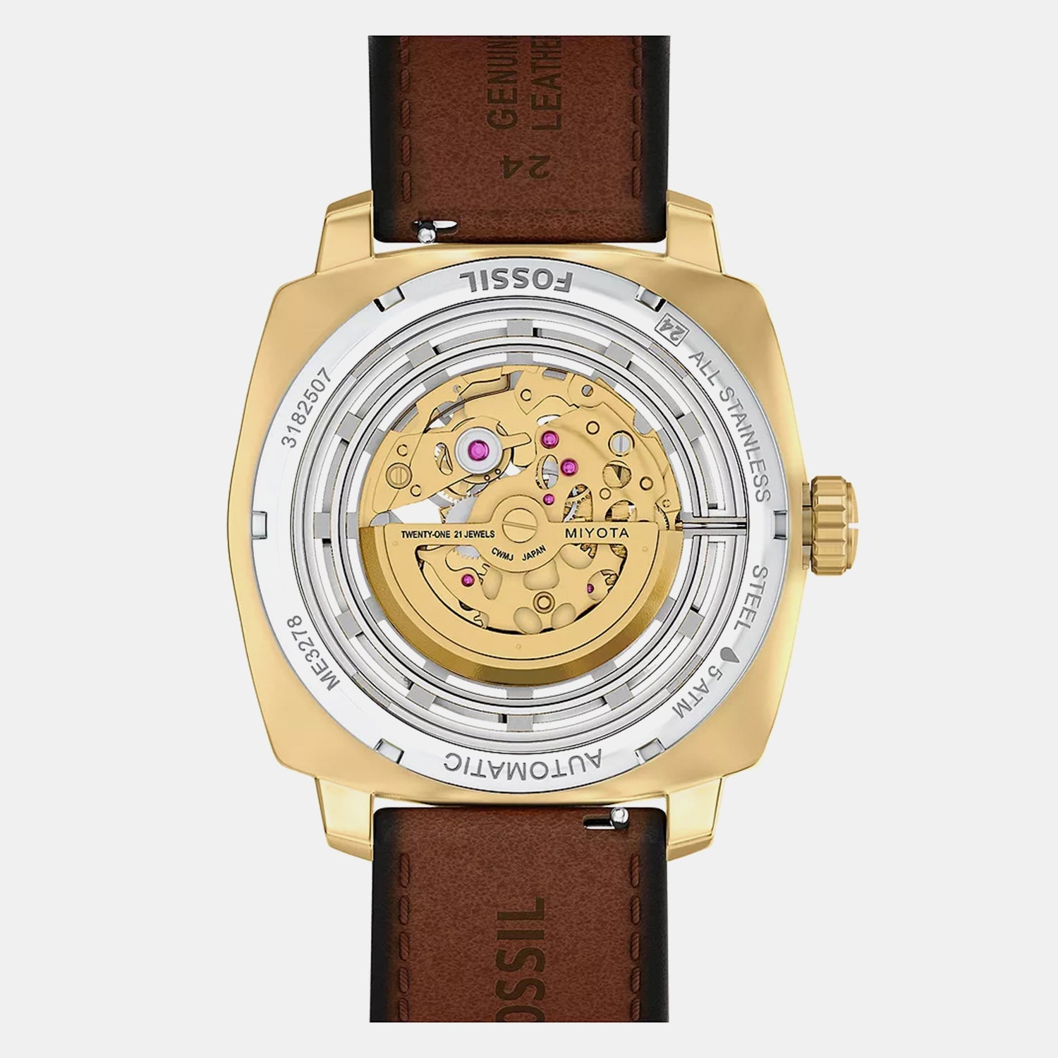 Men Automatic Gold Dial Analog Leather Watch ME3278