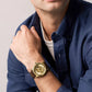 Men Automatic Gold Dial Analog Leather Watch ME3279