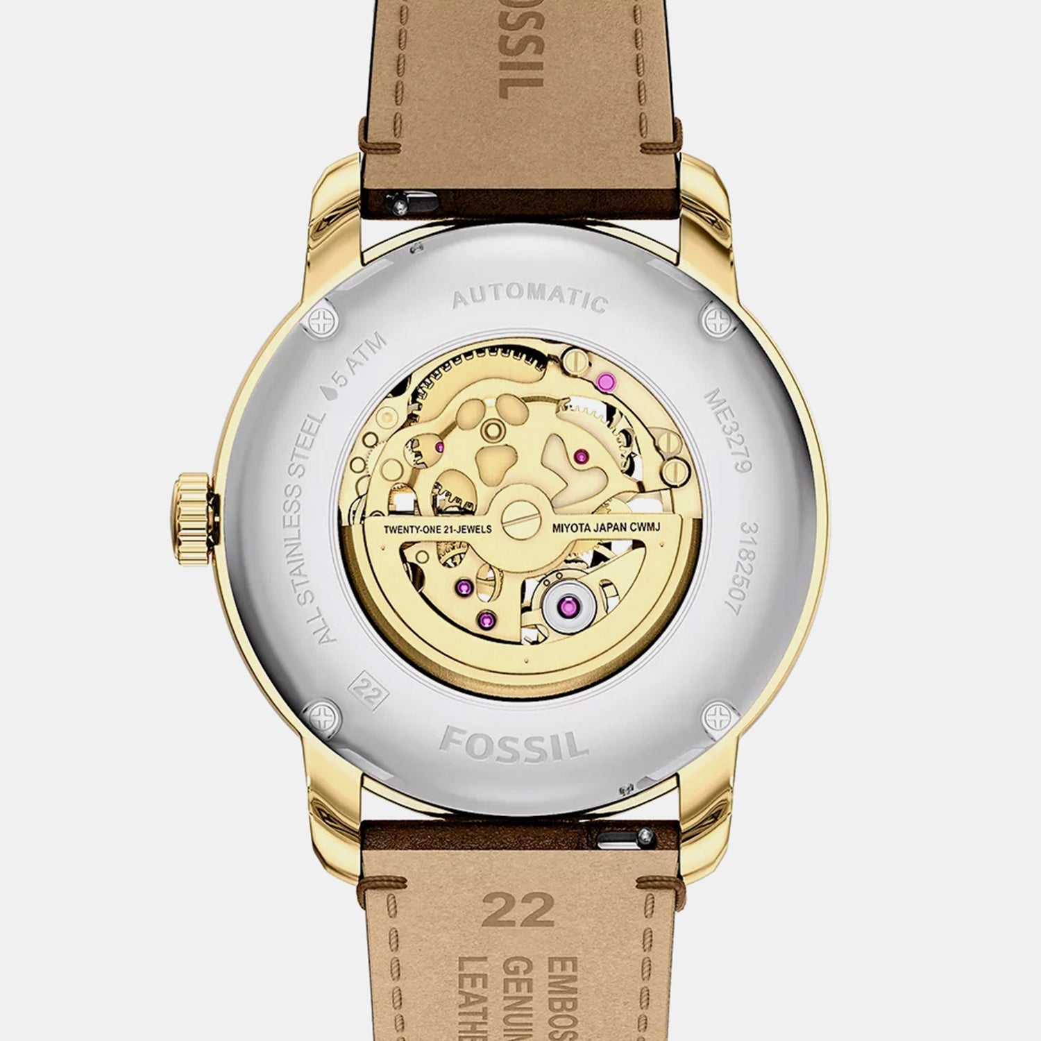 Men Automatic Gold Dial Analog Leather Watch ME3279