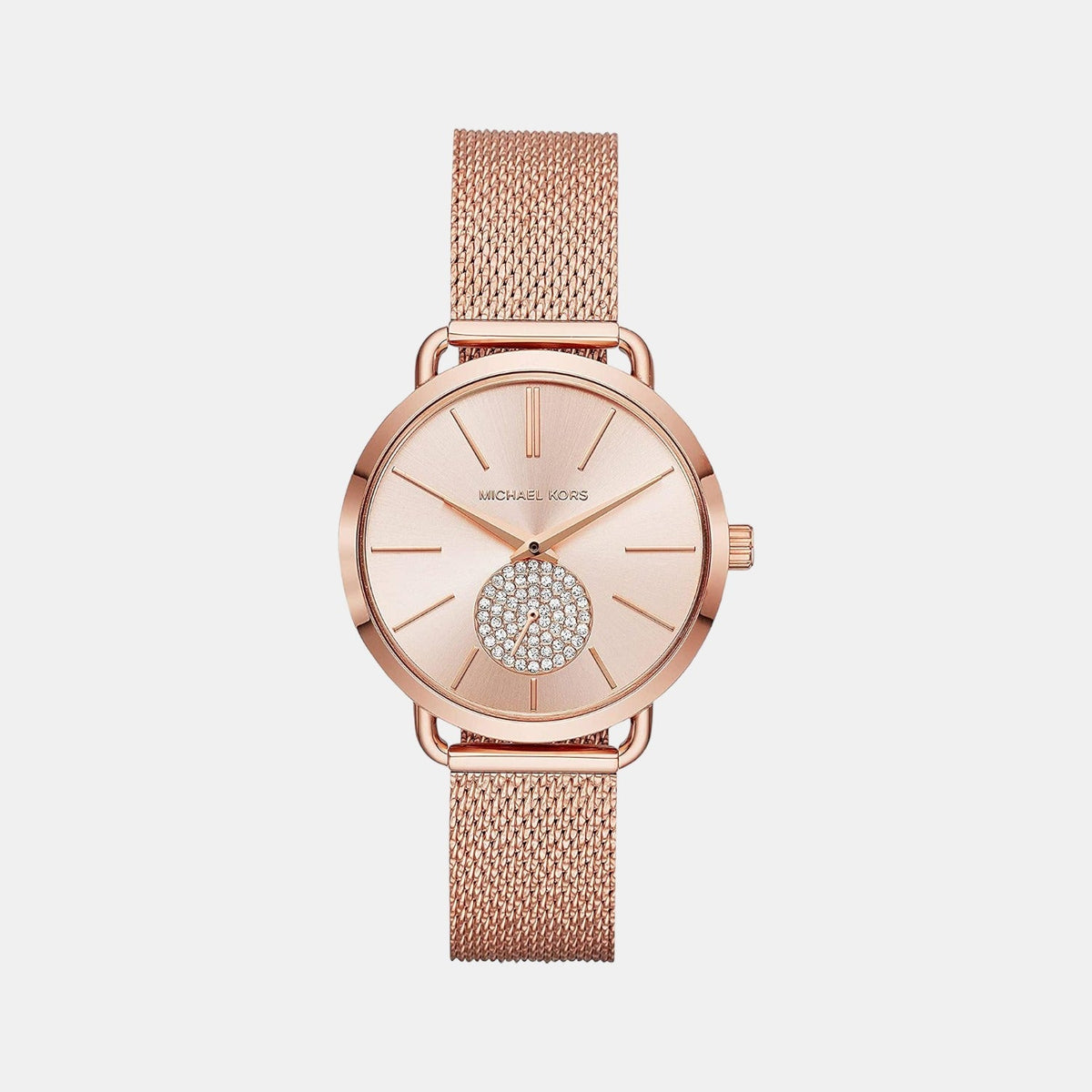 Portia Women Quartz Rose Gold Dial Analog Stainless Steel Watch MK3845