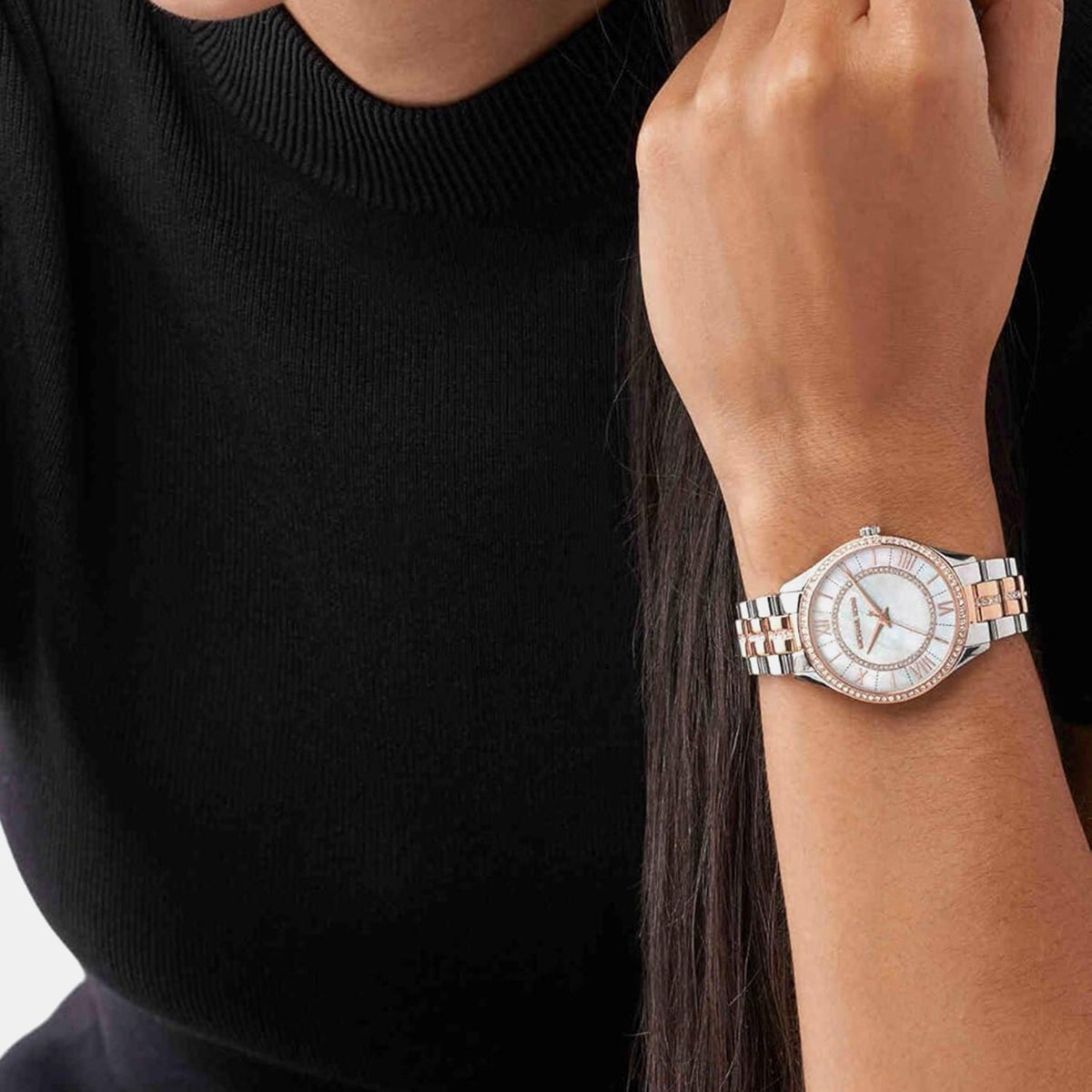 Lauryn Women Quartz White Dial Analog Stainless Steel Watch MK3979