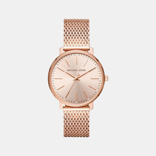 Pyper Women Quartz Rose Gold Dial Analog Stainless Steel Watch MK4340