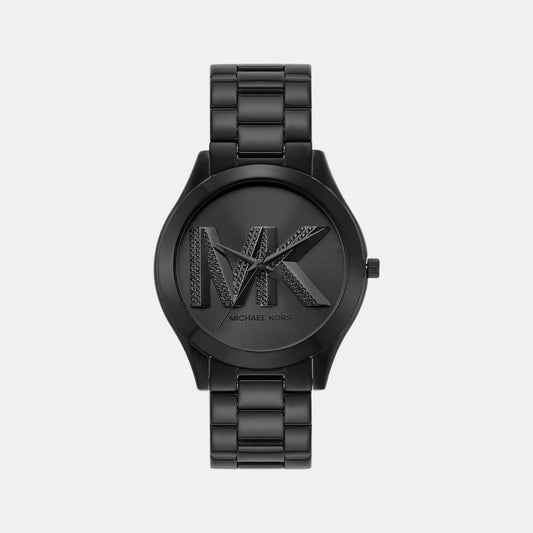 Slim Runway Women Quartz Black Dial Analog Stainless Steel Watch MK4734
