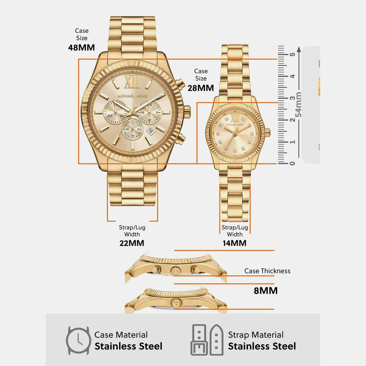 Lexington Women Quartz Gold Dial Analog Stainless Steel Watch MK4950SET