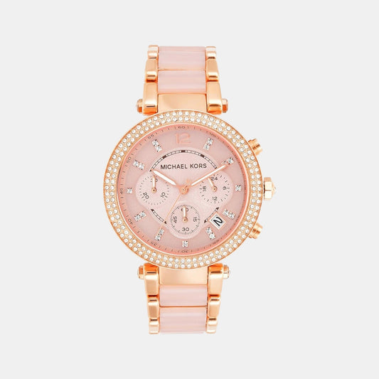 Parker Women Quartz Rose Gold Dial Chronograph Stainless Steel Watch MK5896