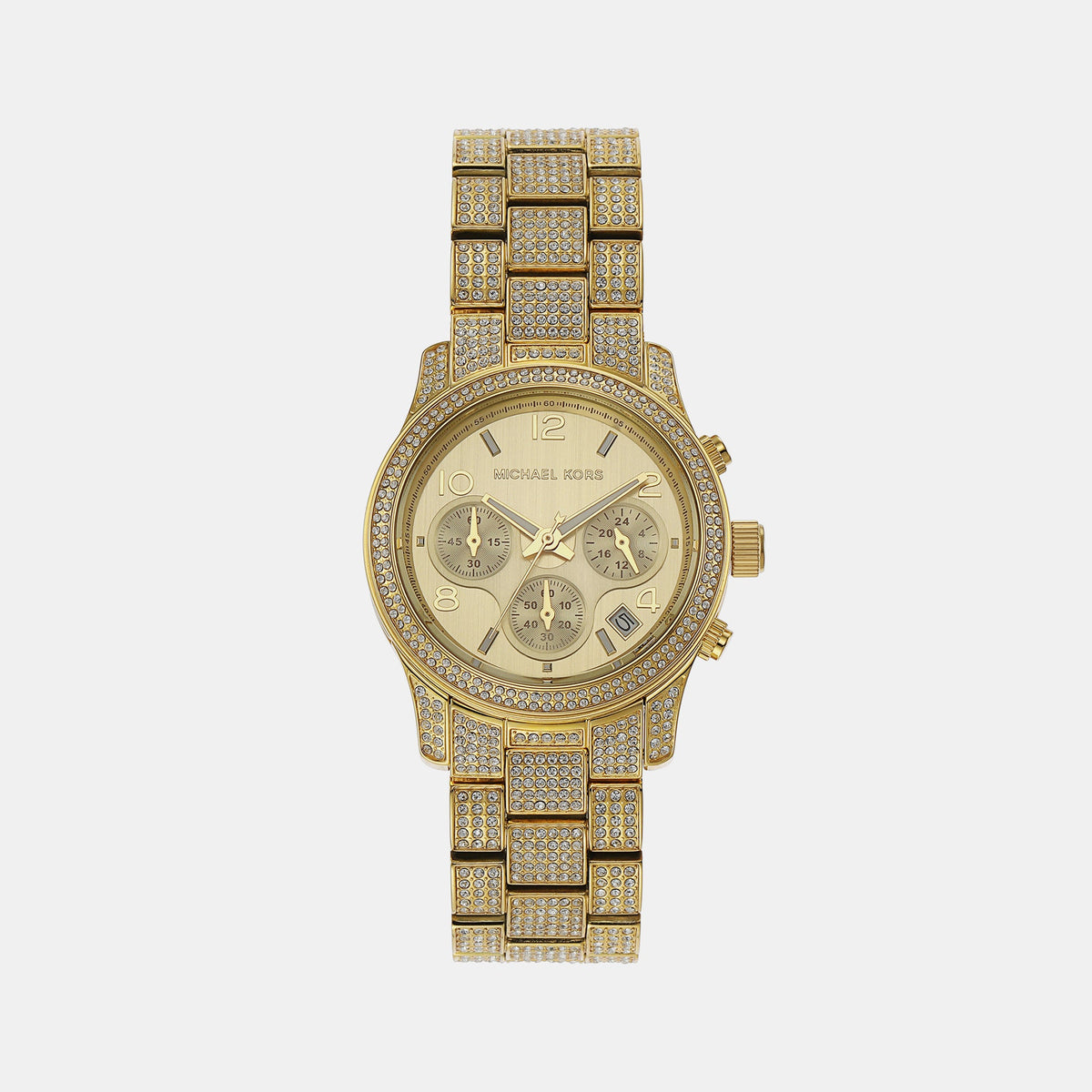 Runway Women Quartz Gold Dial Chronograph Stainless Steel Watch MK7435