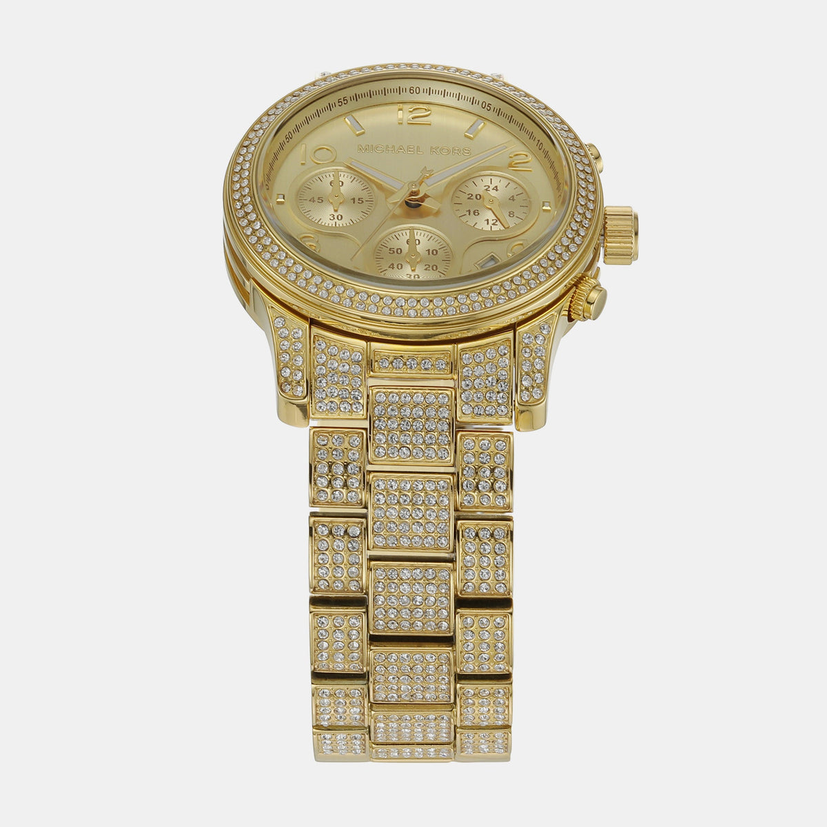 Runway Women Quartz Gold Dial Chronograph Stainless Steel Watch MK7435