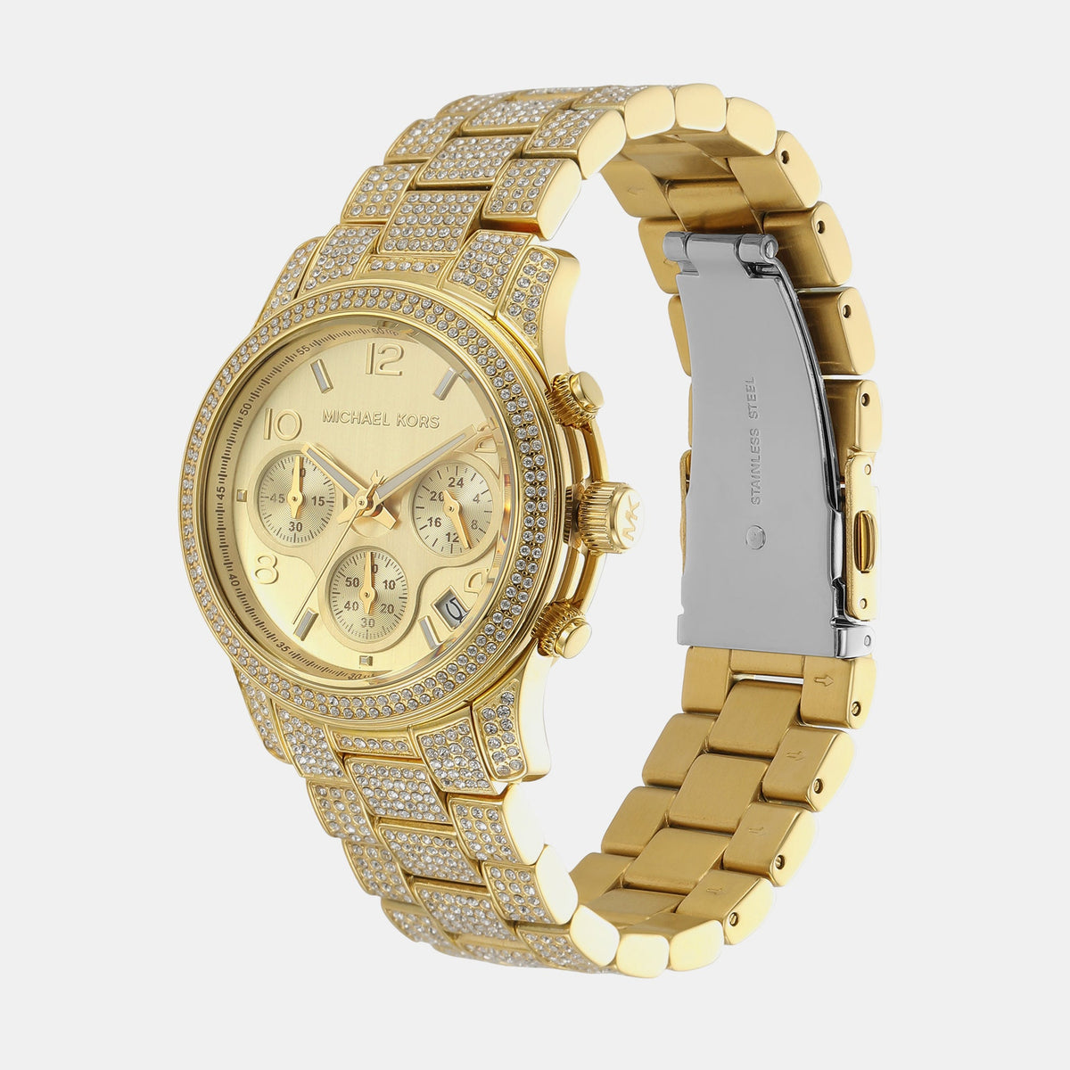 Runway Women Quartz Gold Dial Chronograph Stainless Steel Watch MK7435