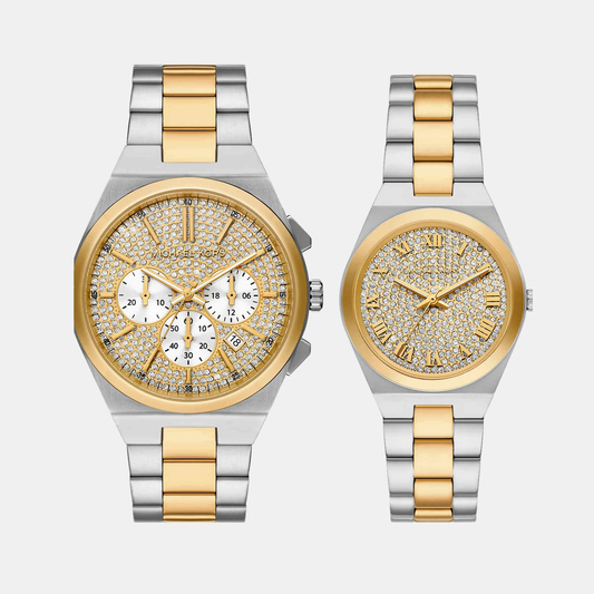 Lennox Women Quartz Gold Dial Analog Stainless Steel Watch MK7503SET