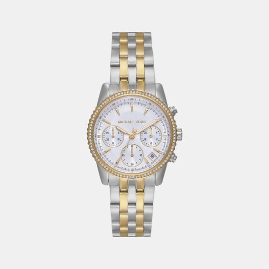 Bryant Women Quartz White Dial Chronograph Stainless Steel Watch MK7532