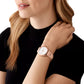 Slim Runway Women Quartz White Dial Analog Leather Watch MK7545