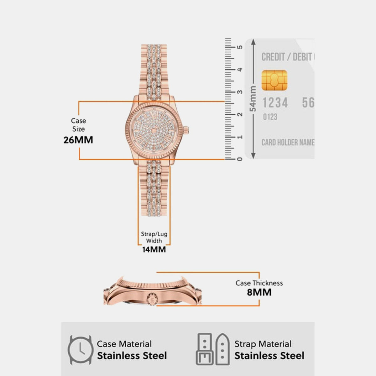 Lexington Women Quartz Rose Gold Dial Analog Stainless Steel Watch MK7576