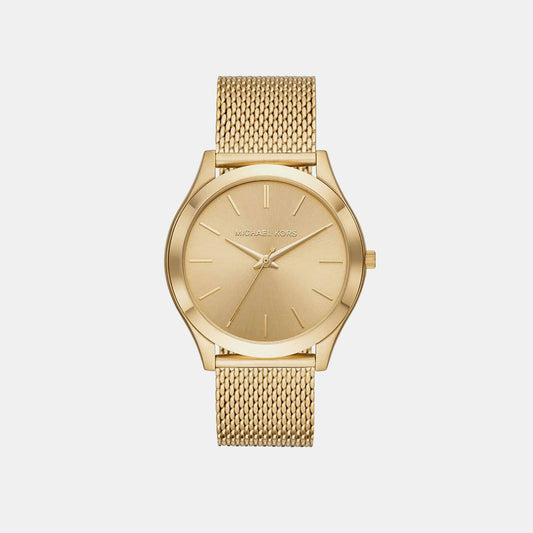 Slim Runway Men Quartz Gold Dial Analog Stainless Steel Watch MK8625
