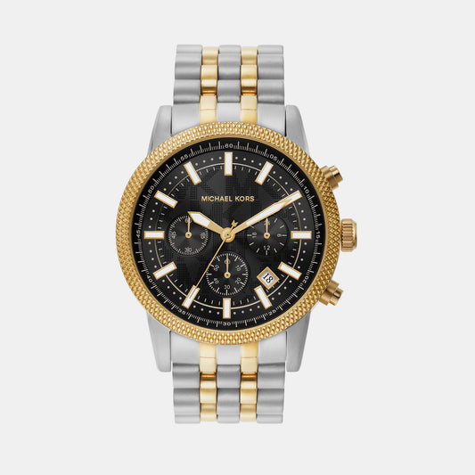 Hutton Men Quartz Black Dial Chronograph Stainless Steel Watch MK8954