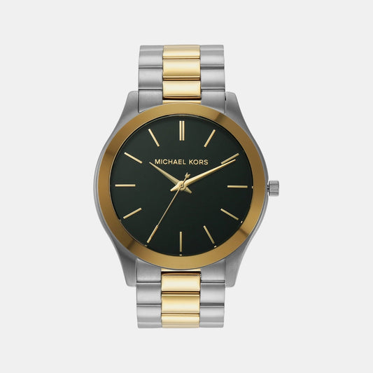 Runway Men Quartz Green Dial Analog Stainless Steel Watch MK9149