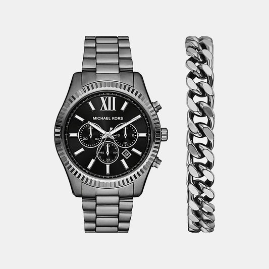 Lexington Men Quartz Black Dial Chronograph Stainless Steel Watch MK9217SET