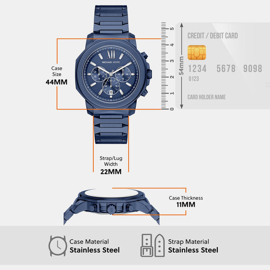 Prescott Men Quartz Blue Dial Chronograph Stainless Steel Watch MK9251