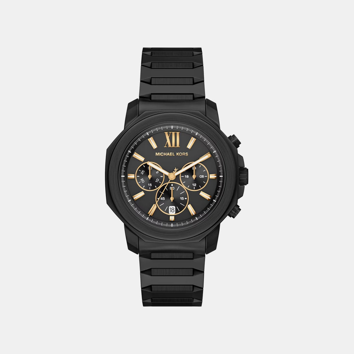 Prescott Men Quartz Black Dial Chronograph Stainless Steel Watch MK9252