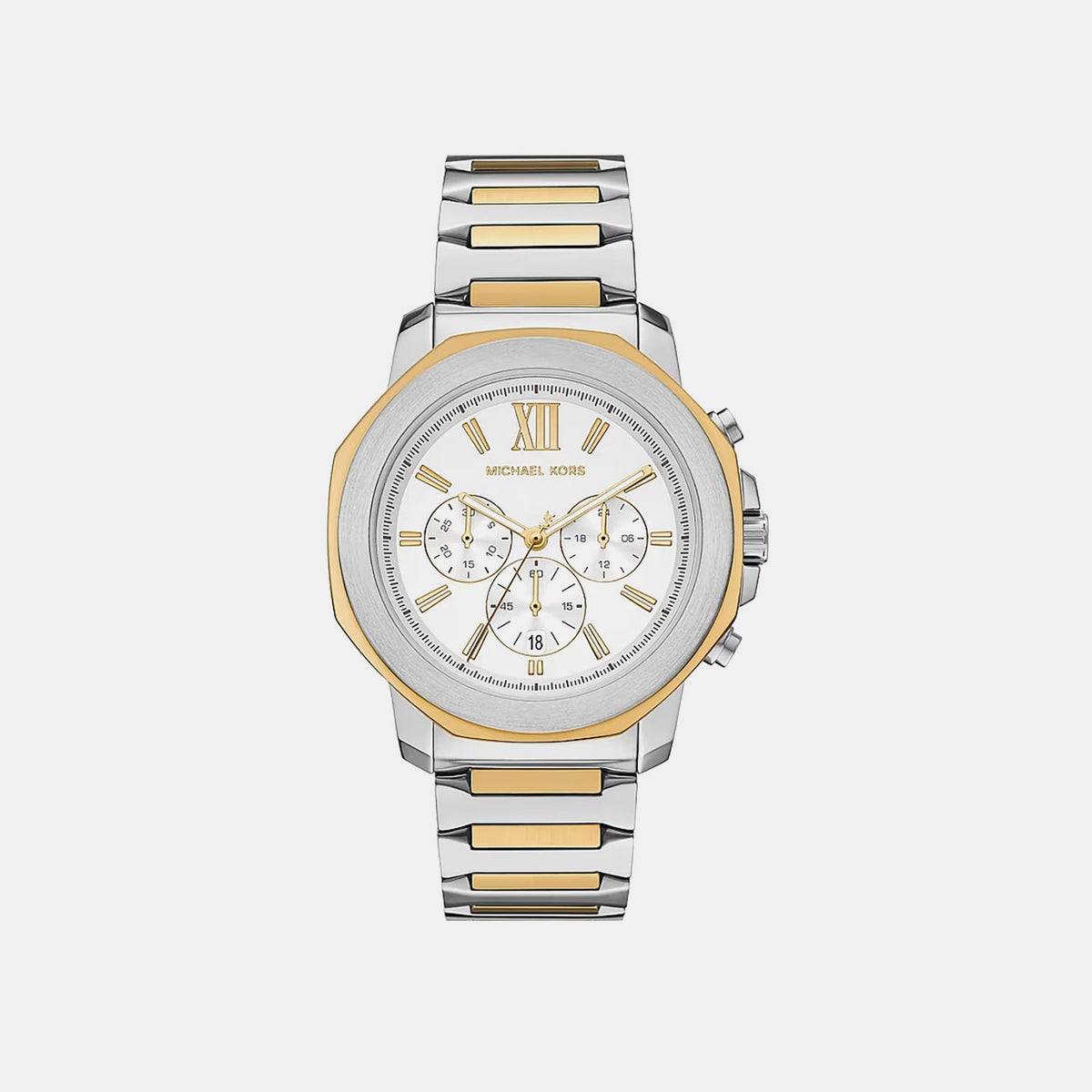 Prescott Men Quartz White Dial Chronograph Stainless Steel Watch MK9260