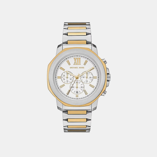 Prescott Men Quartz White Dial Chronograph Stainless Steel Watch MK9260