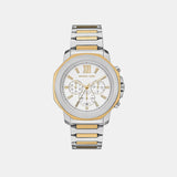 Prescott Men Quartz White Dial Chronograph Stainless Steel Watch MK9260