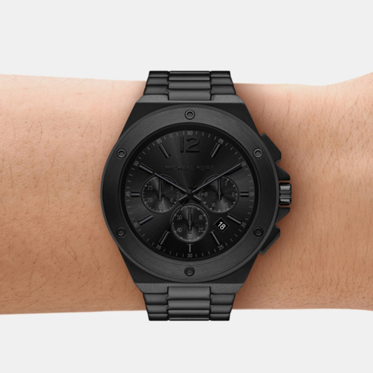 Lennox Men Quartz Black Dial Chronograph Stainless Steel Watch MKO1234